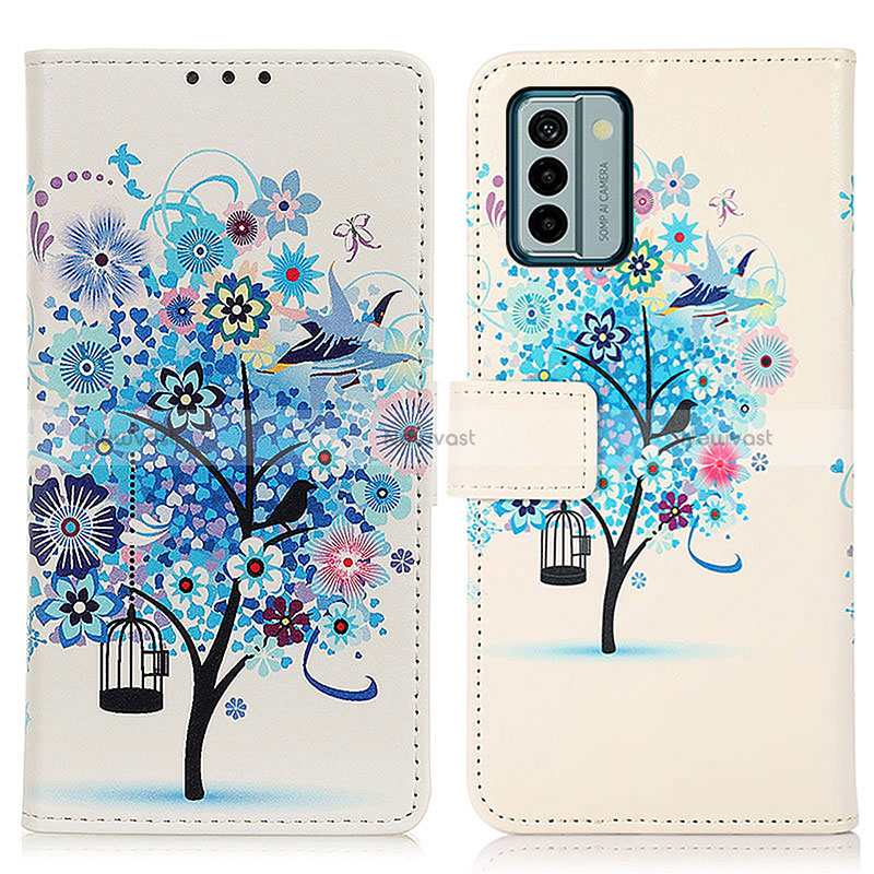 Leather Case Stands Fashionable Pattern Flip Cover Holder D02Y for Nokia G22 Blue