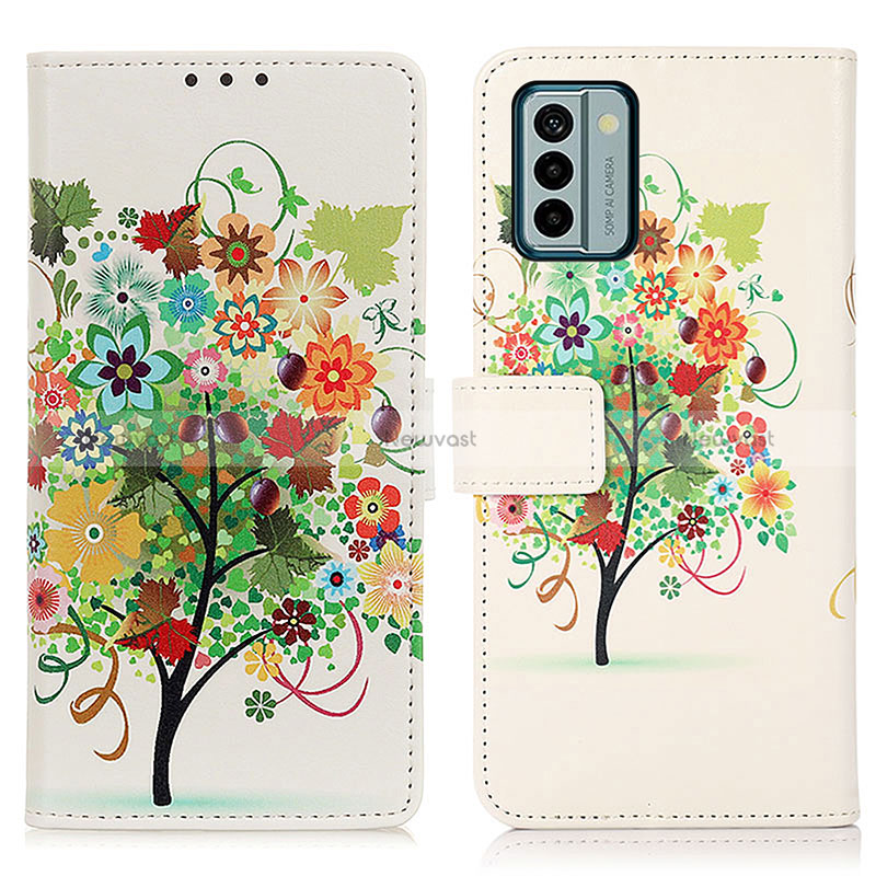 Leather Case Stands Fashionable Pattern Flip Cover Holder D02Y for Nokia G22 Green