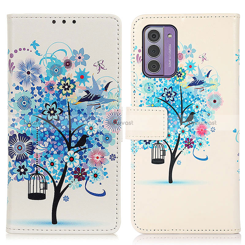 Leather Case Stands Fashionable Pattern Flip Cover Holder D02Y for Nokia G310 5G Blue