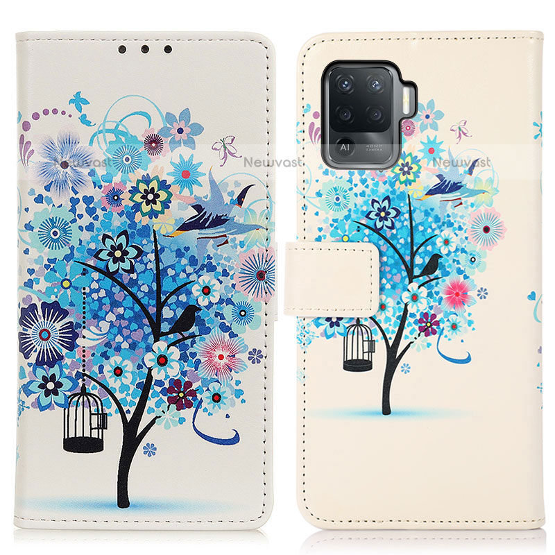 Leather Case Stands Fashionable Pattern Flip Cover Holder D02Y for Oppo A94 4G