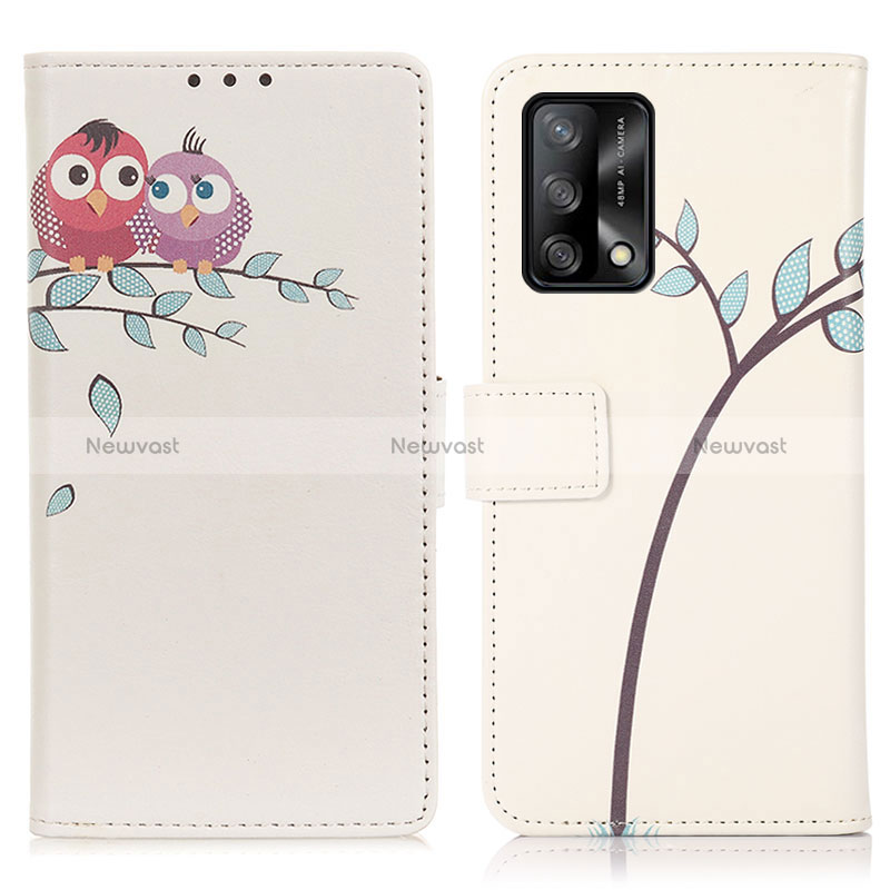 Leather Case Stands Fashionable Pattern Flip Cover Holder D02Y for Oppo A95 4G