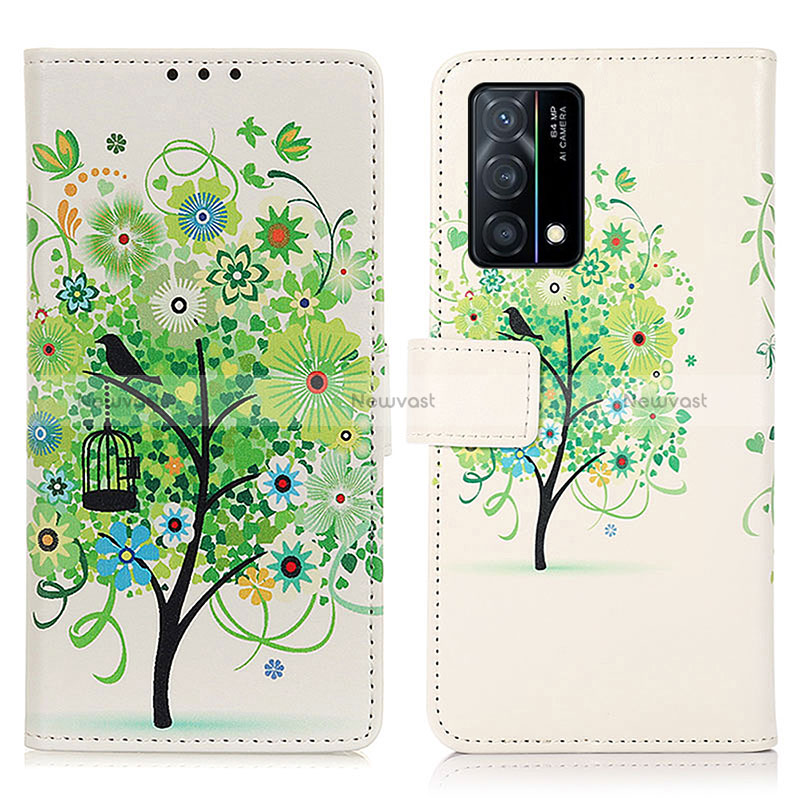 Leather Case Stands Fashionable Pattern Flip Cover Holder D02Y for Oppo K9 5G