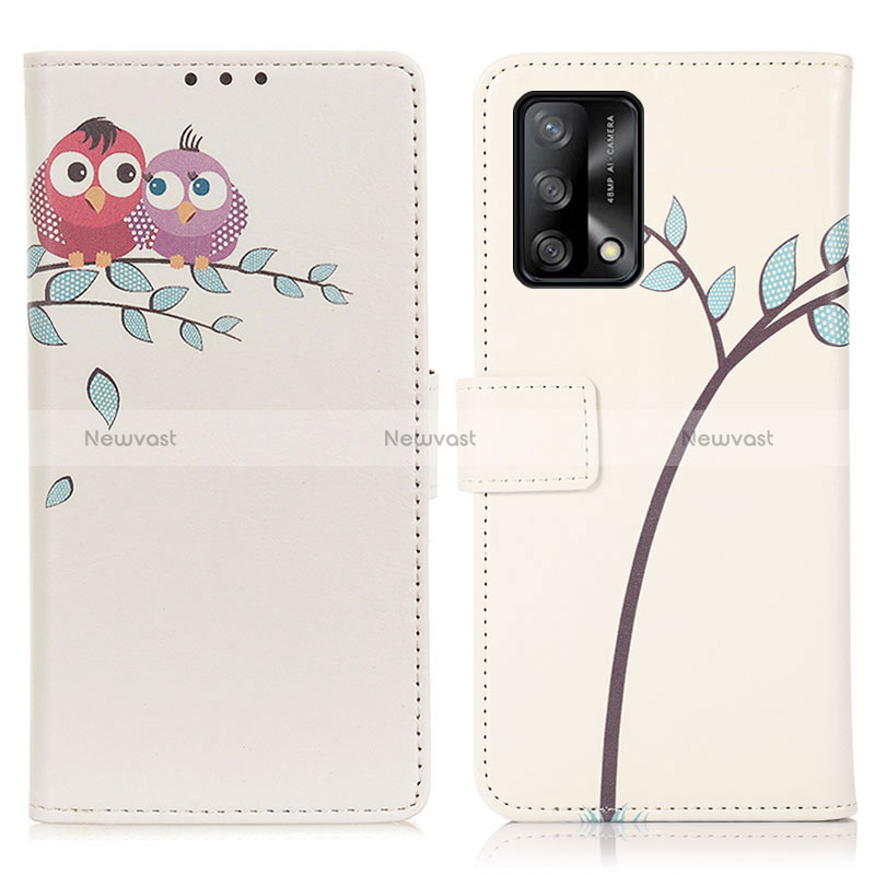 Leather Case Stands Fashionable Pattern Flip Cover Holder D02Y for Oppo Reno6 Lite