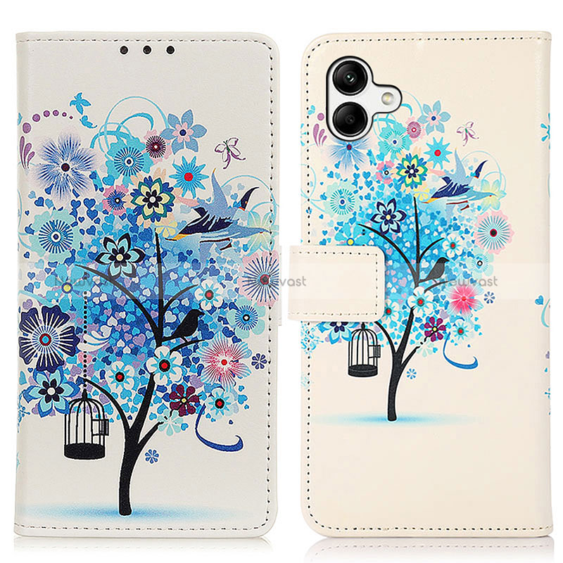 Leather Case Stands Fashionable Pattern Flip Cover Holder D02Y for Samsung Galaxy A04 4G Blue