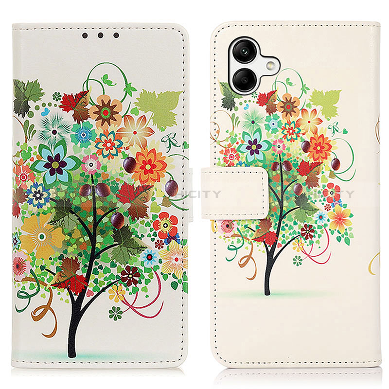 Leather Case Stands Fashionable Pattern Flip Cover Holder D02Y for Samsung Galaxy F04 Green