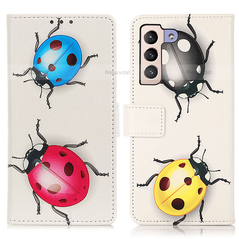 Leather Case Stands Fashionable Pattern Flip Cover Holder D02Y for Samsung Galaxy S21 Plus 5G Colorful