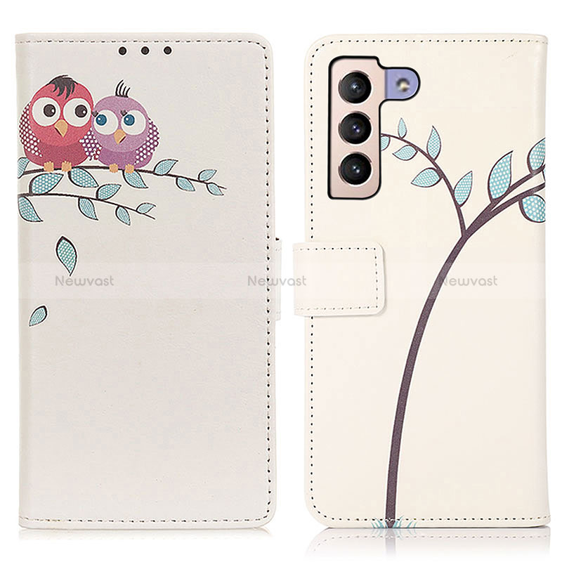 Leather Case Stands Fashionable Pattern Flip Cover Holder D02Y for Samsung Galaxy S22 Plus 5G