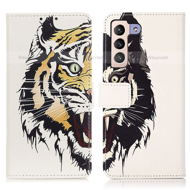 Leather Case Stands Fashionable Pattern Flip Cover Holder D02Y for Samsung Galaxy S23 5G