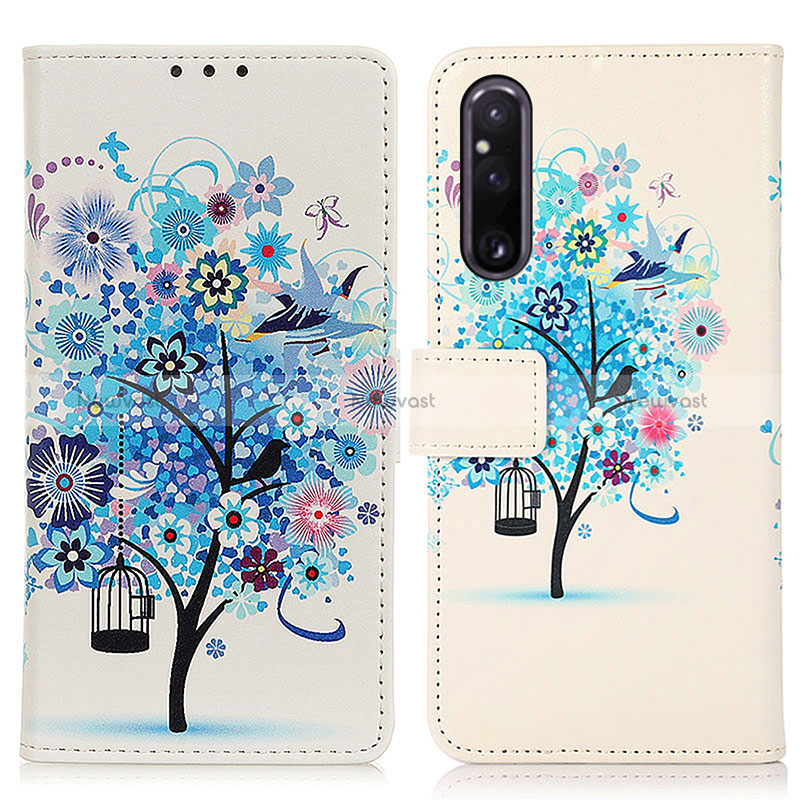 Leather Case Stands Fashionable Pattern Flip Cover Holder D02Y for Sony Xperia 1 V