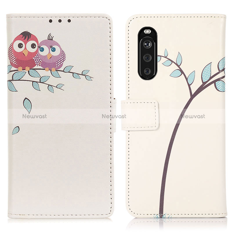 Leather Case Stands Fashionable Pattern Flip Cover Holder D02Y for Sony Xperia 10 III SO-52B