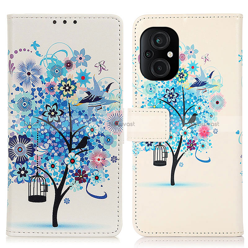 Leather Case Stands Fashionable Pattern Flip Cover Holder D02Y for Xiaomi Poco M5 4G