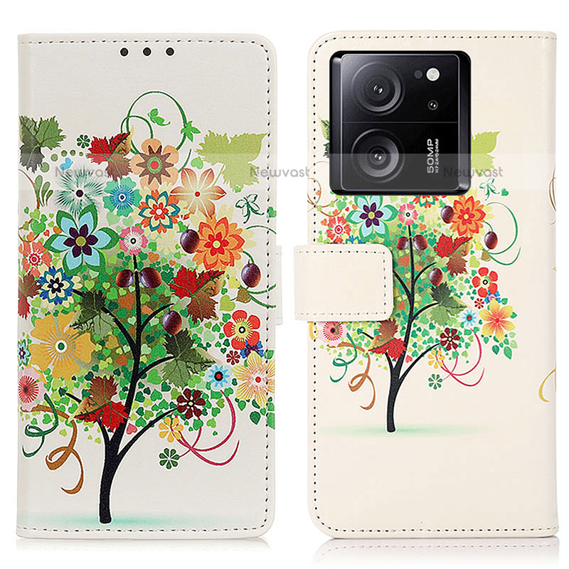 Leather Case Stands Fashionable Pattern Flip Cover Holder D02Y for Xiaomi Redmi K60 Ultra 5G Green