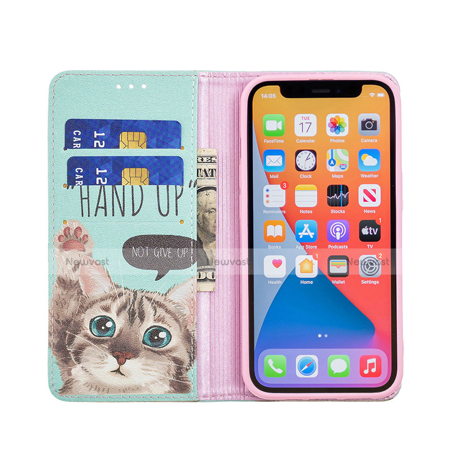 Leather Case Stands Fashionable Pattern Flip Cover Holder for Apple iPhone 13 Pro Max Pink