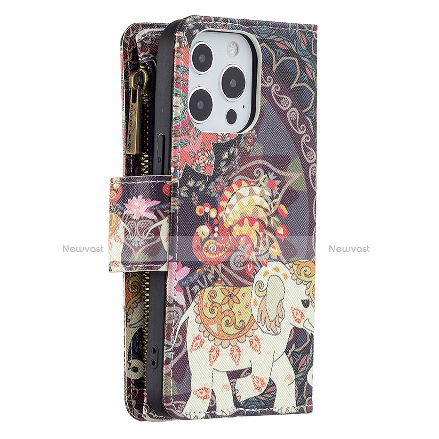 Leather Case Stands Fashionable Pattern Flip Cover Holder for Apple iPhone 13 Pro Mixed