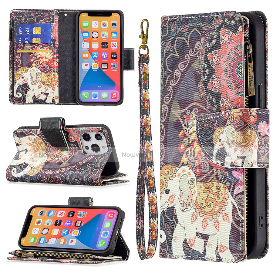 Leather Case Stands Fashionable Pattern Flip Cover Holder for Apple iPhone 13 Pro Mixed