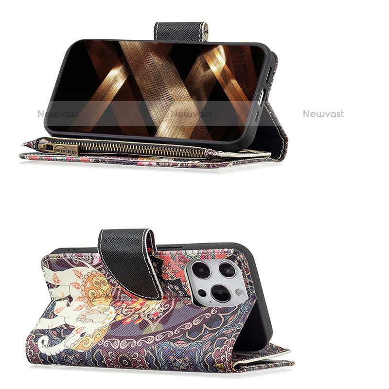 Leather Case Stands Fashionable Pattern Flip Cover Holder for Apple iPhone 15 Pro Max Mixed