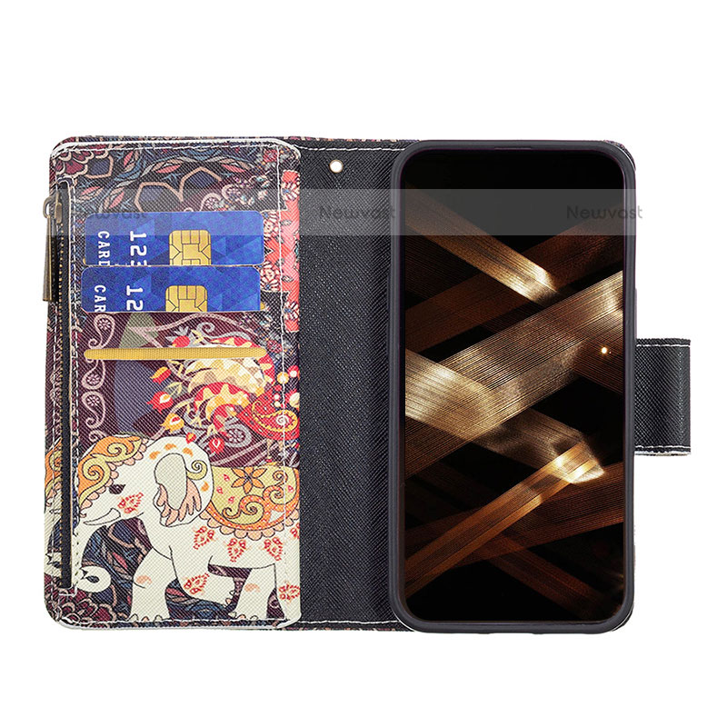 Leather Case Stands Fashionable Pattern Flip Cover Holder for Apple iPhone 15 Pro Max Mixed