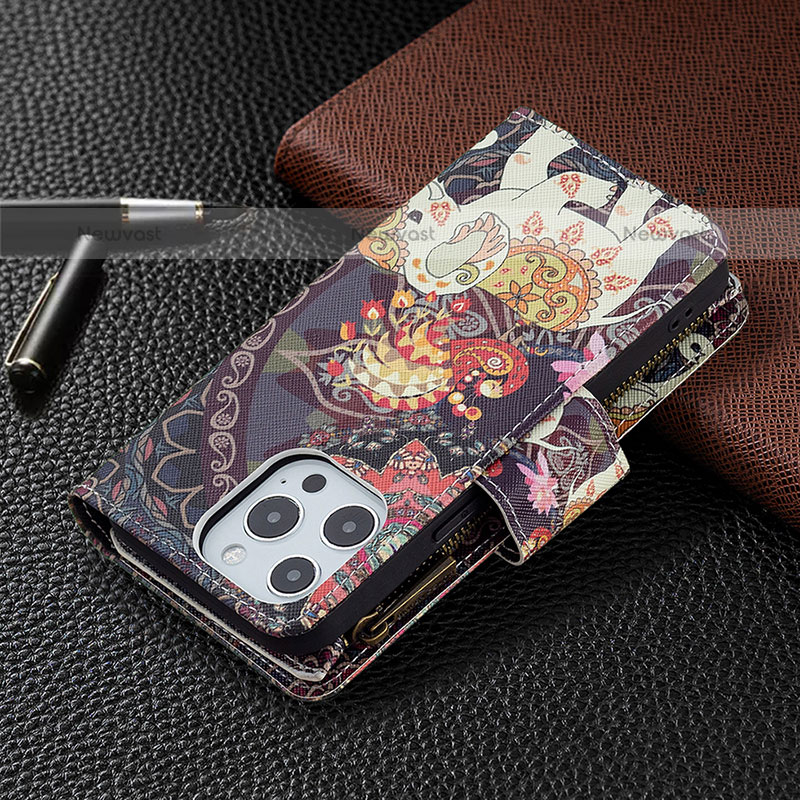 Leather Case Stands Fashionable Pattern Flip Cover Holder for Apple iPhone 15 Pro Max Mixed