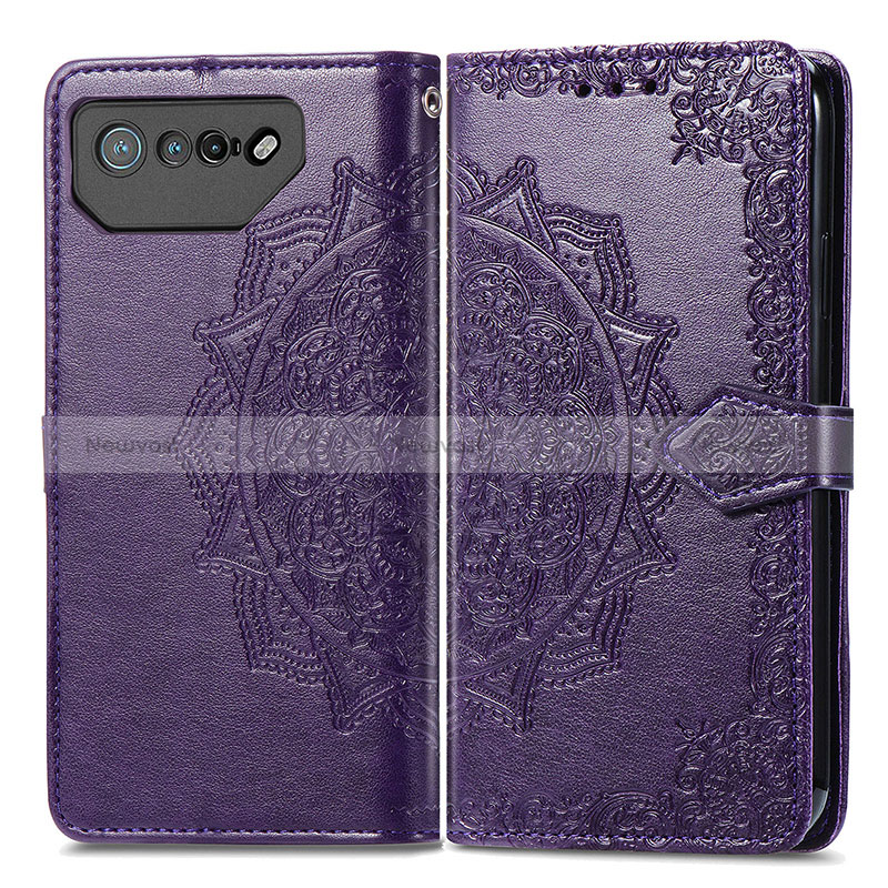 Leather Case Stands Fashionable Pattern Flip Cover Holder for Asus ROG Phone 7 Pro