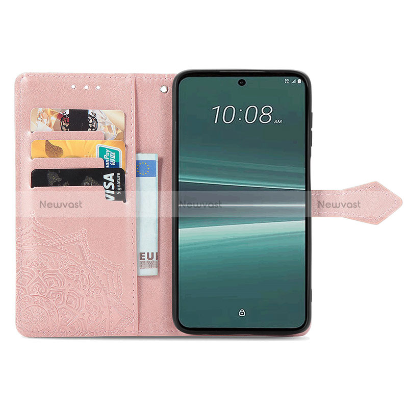 Leather Case Stands Fashionable Pattern Flip Cover Holder for HTC U23 5G