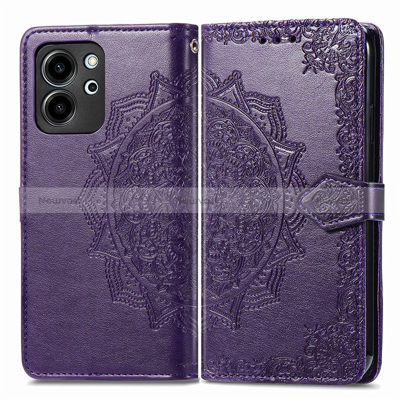 Leather Case Stands Fashionable Pattern Flip Cover Holder for Huawei Honor 80 SE 5G