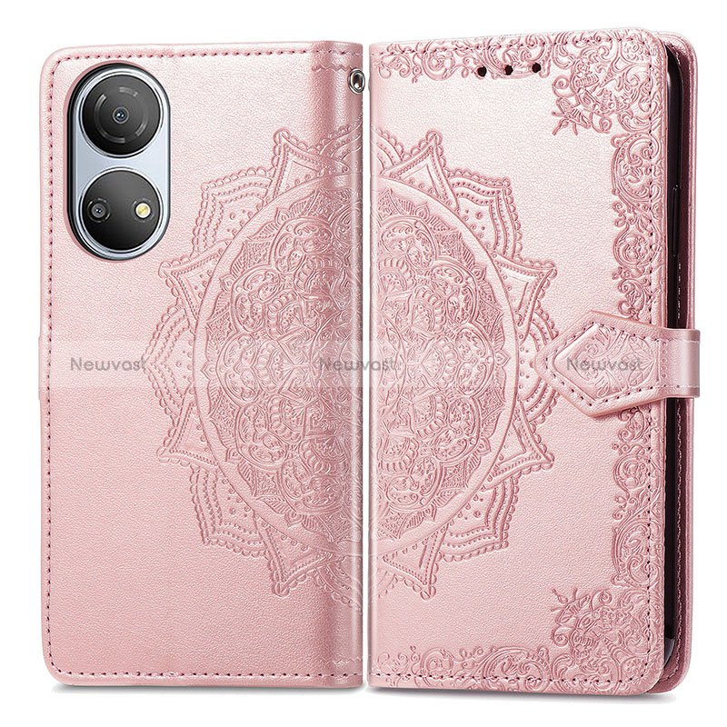 Leather Case Stands Fashionable Pattern Flip Cover Holder for Huawei Honor X7 Rose Gold