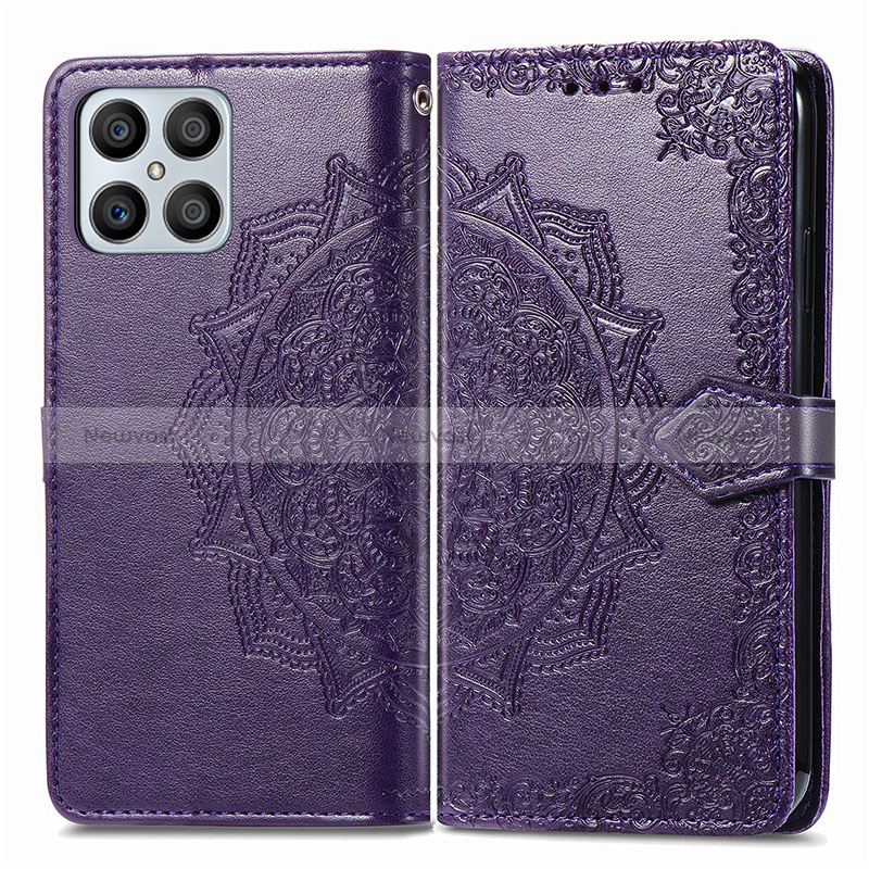 Leather Case Stands Fashionable Pattern Flip Cover Holder for Huawei Honor X8 4G