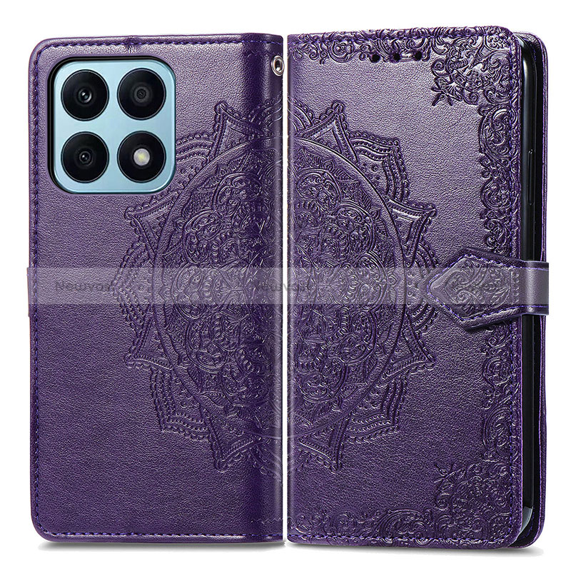 Leather Case Stands Fashionable Pattern Flip Cover Holder for Huawei Honor X8a 4G