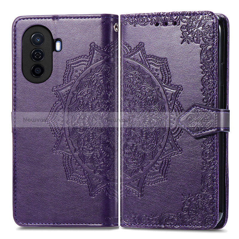 Leather Case Stands Fashionable Pattern Flip Cover Holder for Huawei Nova Y70