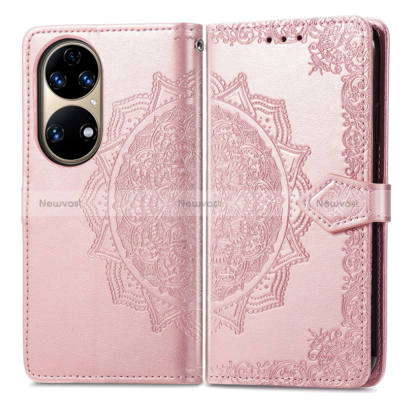 Leather Case Stands Fashionable Pattern Flip Cover Holder for Huawei P50