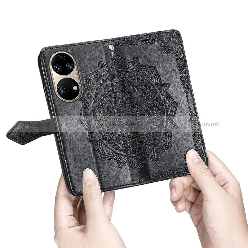 Leather Case Stands Fashionable Pattern Flip Cover Holder for Huawei P50 Pro