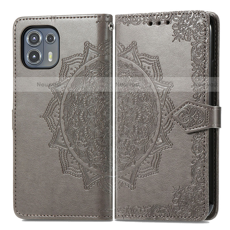 Leather Case Stands Fashionable Pattern Flip Cover Holder for Motorola Moto Edge 20 Lite 5G Gray