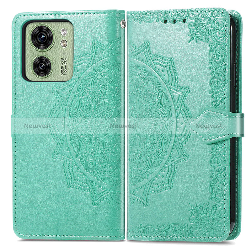 Leather Case Stands Fashionable Pattern Flip Cover Holder for Motorola Moto Edge (2023) 5G Green
