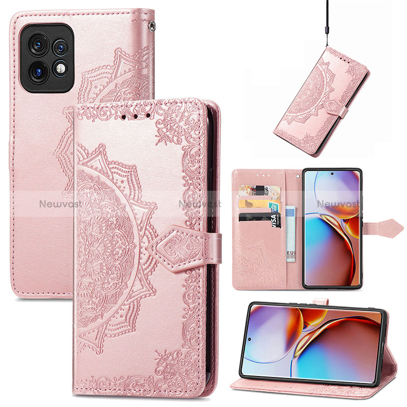 Leather Case Stands Fashionable Pattern Flip Cover Holder for Motorola Moto Edge 40 Pro 5G