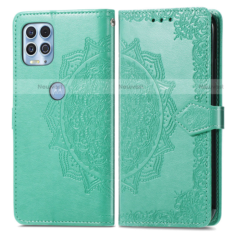 Leather Case Stands Fashionable Pattern Flip Cover Holder for Motorola Moto Edge S 5G Green