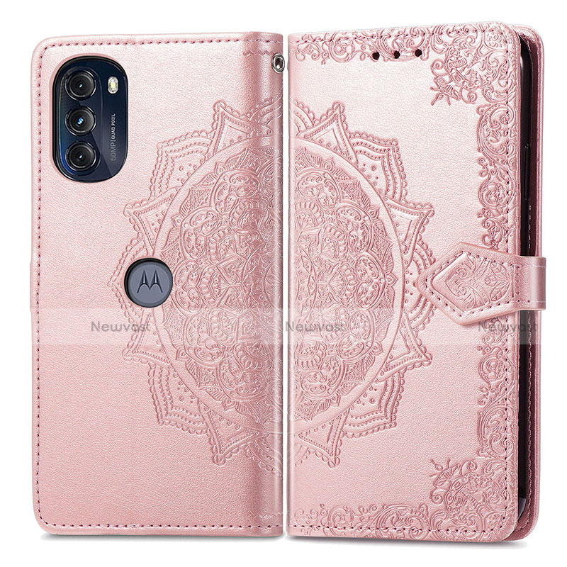 Leather Case Stands Fashionable Pattern Flip Cover Holder for Motorola Moto G 5G (2022)