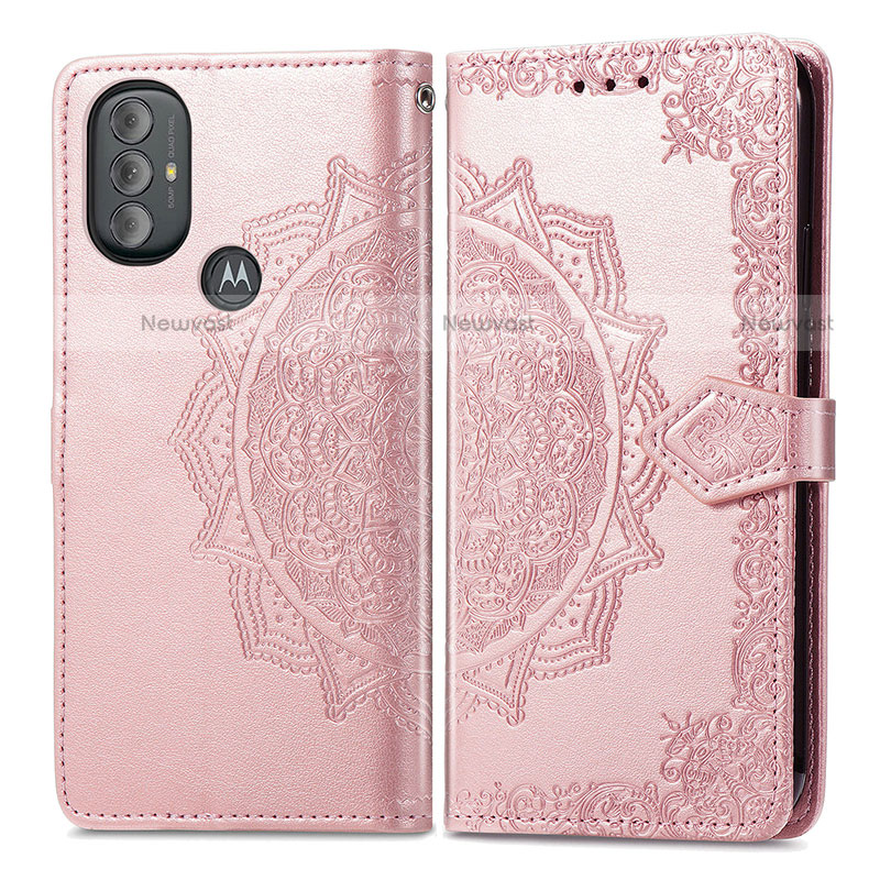 Leather Case Stands Fashionable Pattern Flip Cover Holder for Motorola Moto G Play Gen 2 Rose Gold