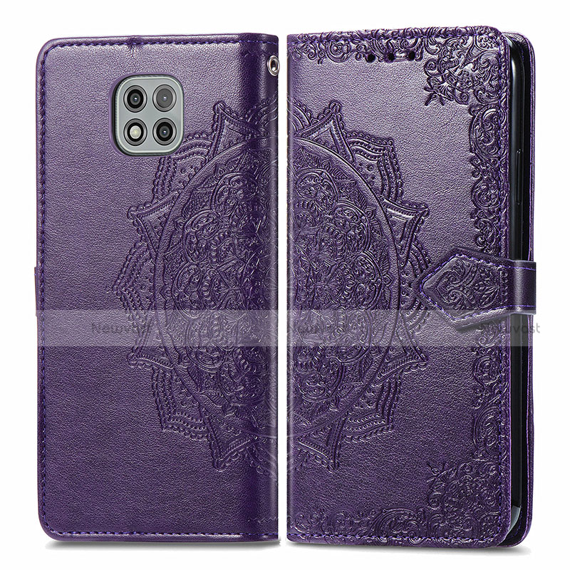 Leather Case Stands Fashionable Pattern Flip Cover Holder for Motorola Moto G Power (2021) Purple