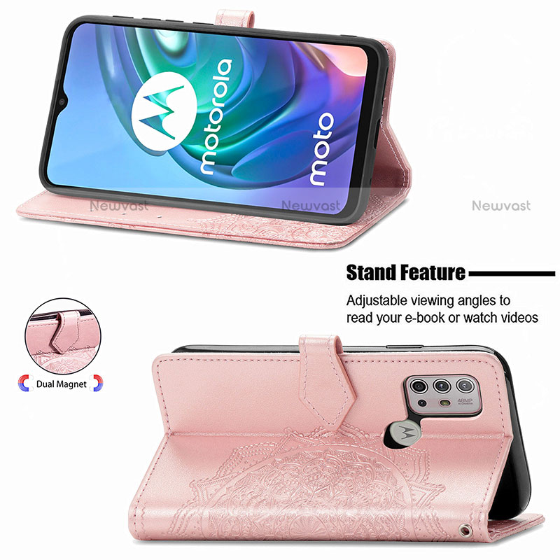 Leather Case Stands Fashionable Pattern Flip Cover Holder for Motorola Moto G10