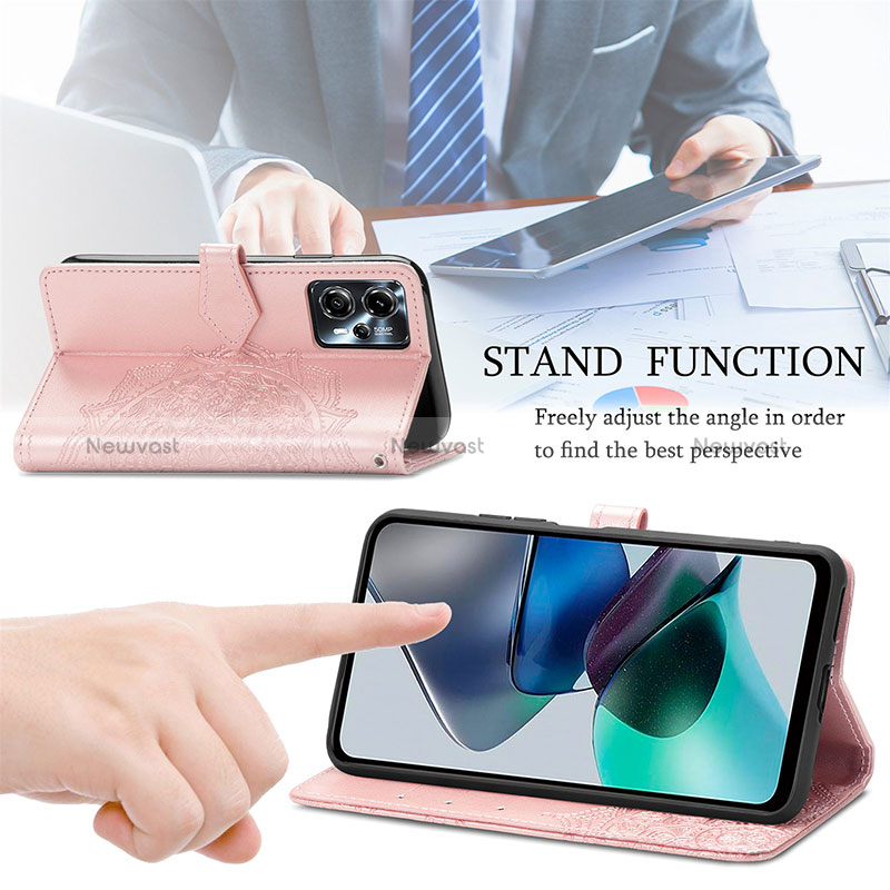 Leather Case Stands Fashionable Pattern Flip Cover Holder for Motorola Moto G13