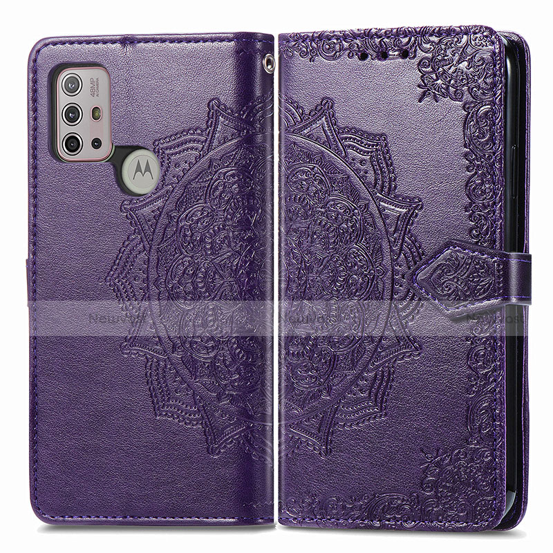 Leather Case Stands Fashionable Pattern Flip Cover Holder for Motorola Moto G30