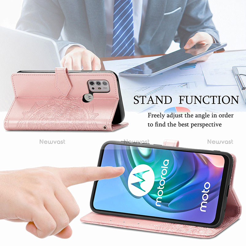 Leather Case Stands Fashionable Pattern Flip Cover Holder for Motorola Moto G30