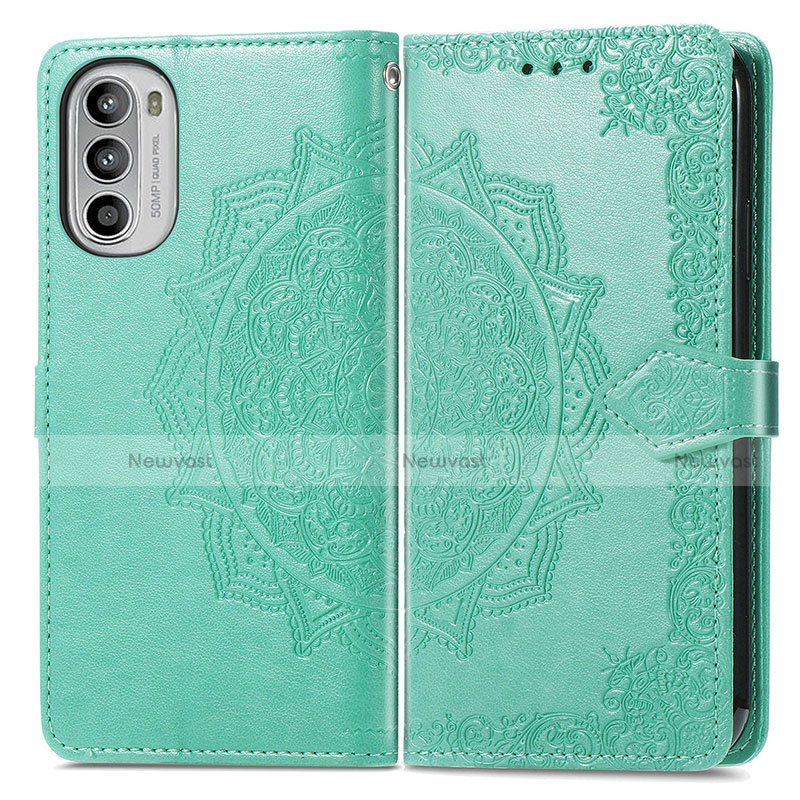 Leather Case Stands Fashionable Pattern Flip Cover Holder for Motorola MOTO G52