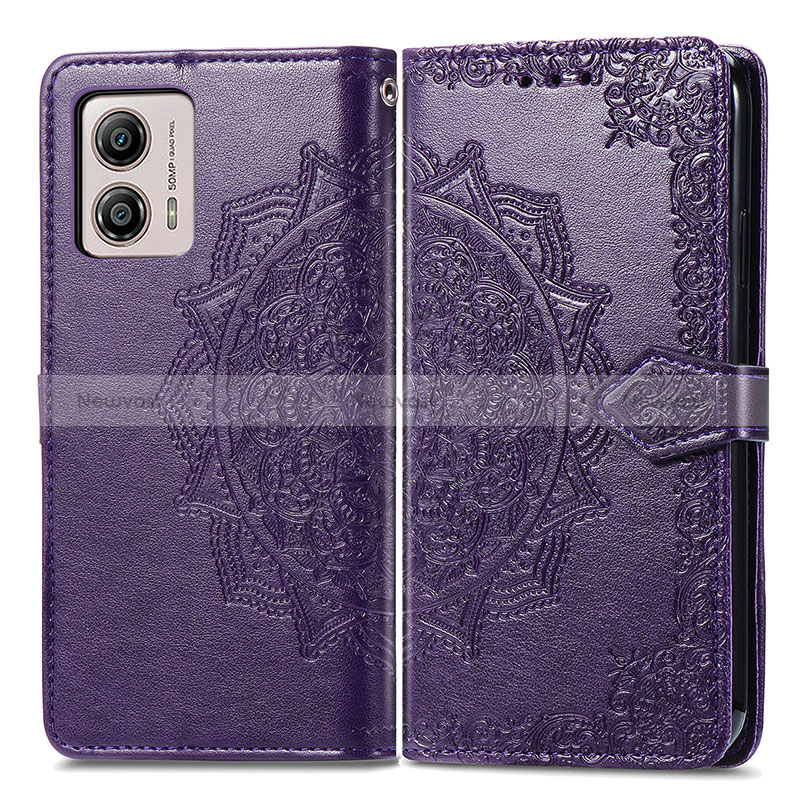 Leather Case Stands Fashionable Pattern Flip Cover Holder for Motorola Moto G53y 5G