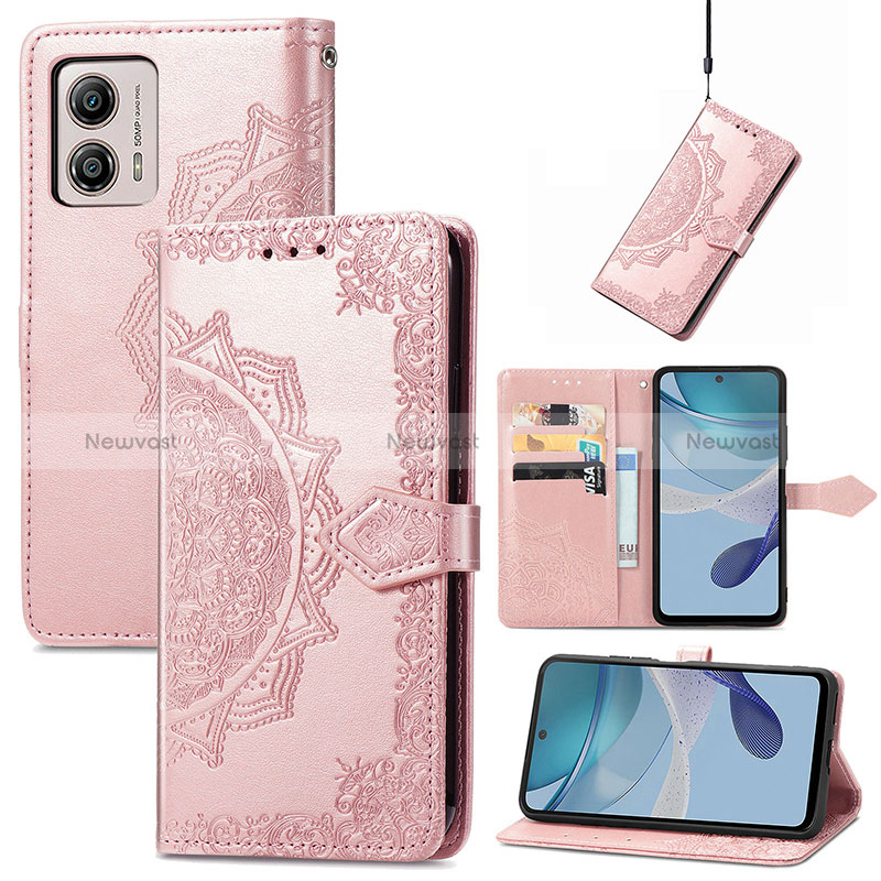 Leather Case Stands Fashionable Pattern Flip Cover Holder for Motorola Moto G53y 5G