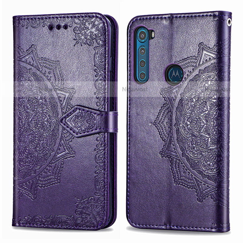 Leather Case Stands Fashionable Pattern Flip Cover Holder for Motorola Moto One Fusion Plus