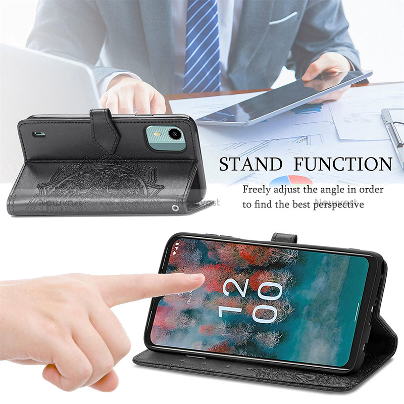 Leather Case Stands Fashionable Pattern Flip Cover Holder for Nokia C12