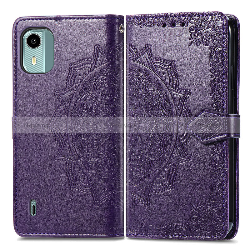 Leather Case Stands Fashionable Pattern Flip Cover Holder for Nokia C12 Plus