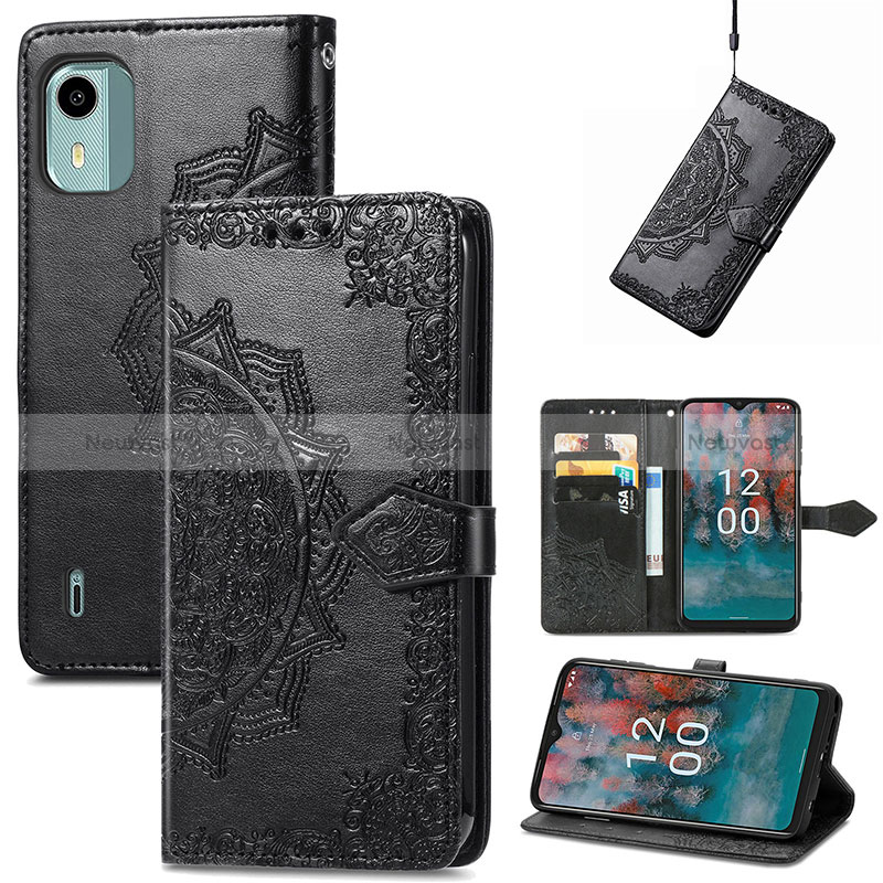 Leather Case Stands Fashionable Pattern Flip Cover Holder for Nokia C12 Pro