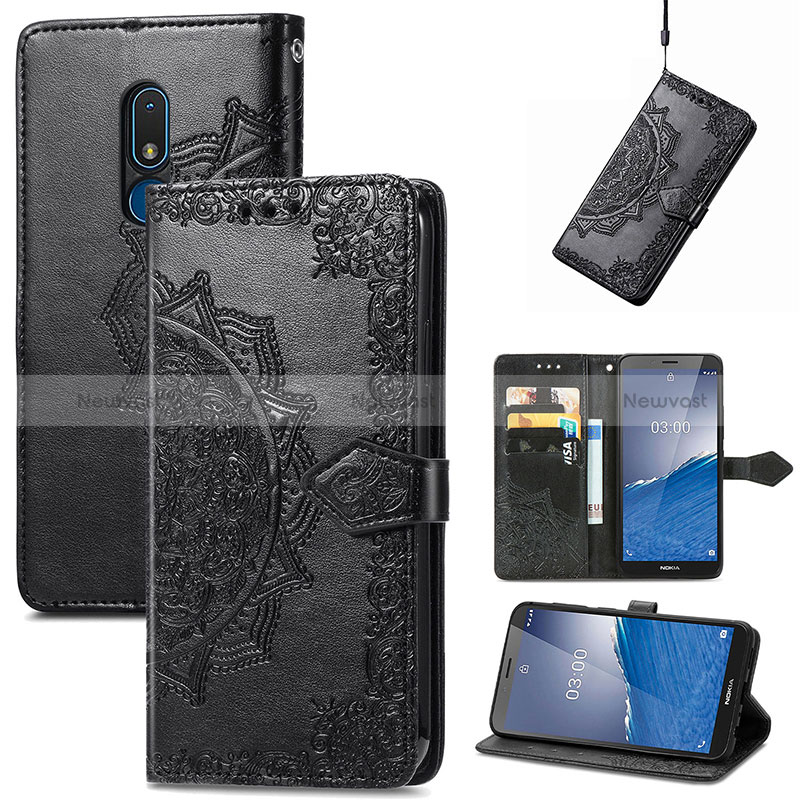 Leather Case Stands Fashionable Pattern Flip Cover Holder for Nokia C3